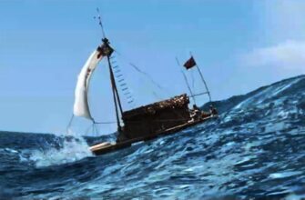 Изображение плота "Кон-тики" в океане