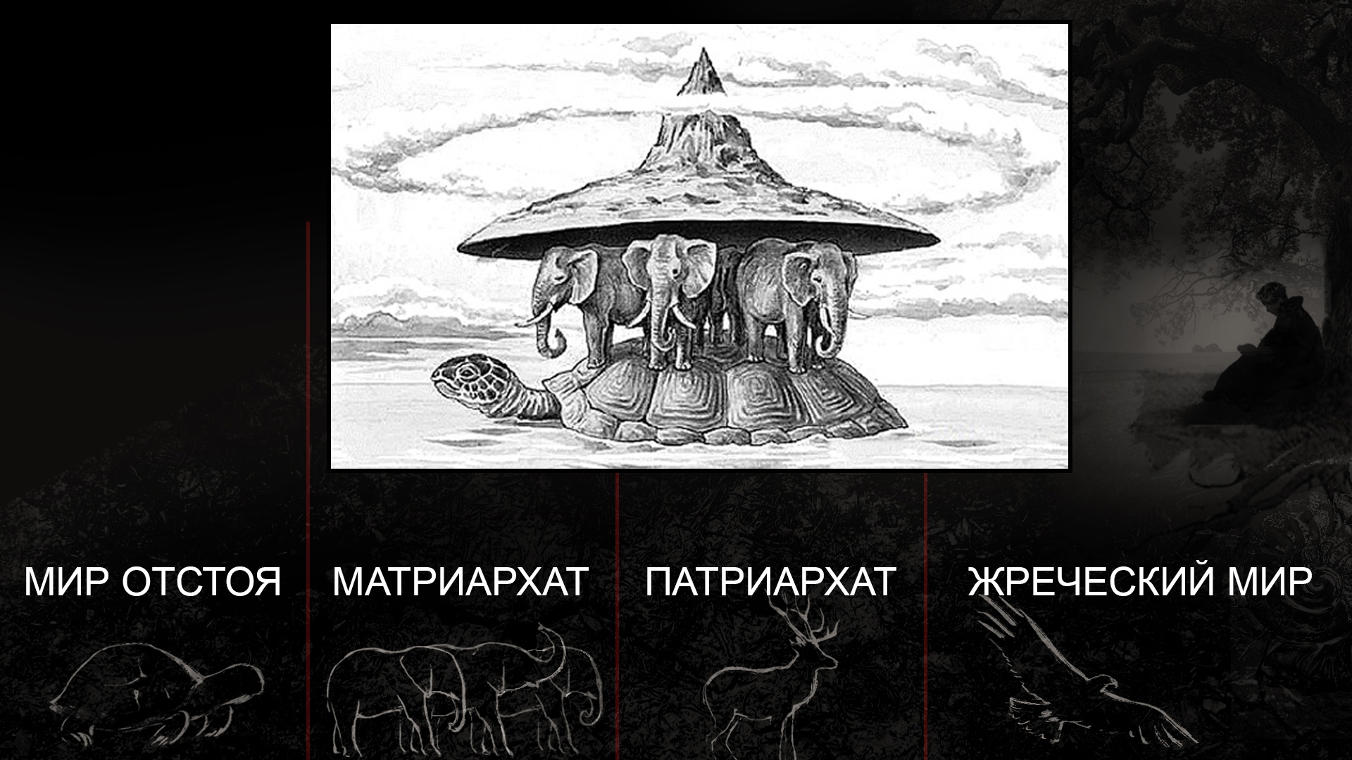 черепаха и три слона